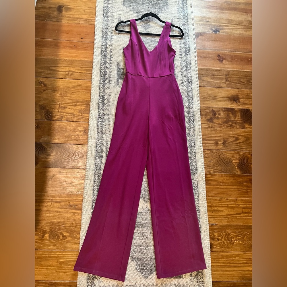 XS EUC Wide Leg Plum Jumpsuit w/pockets